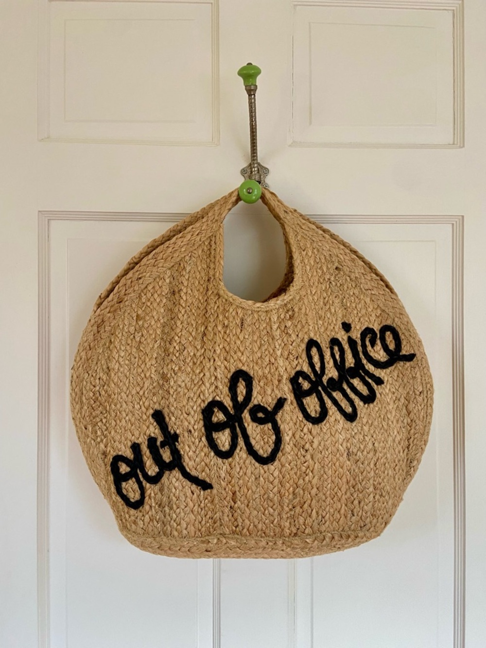 FIRM$ Shiraleah Out Of Office Jute Tote Bag Travel Weekends Beach Summer Vacay
